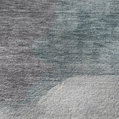 8' X 10' Teal Beige And Ivory Abstract Washable Area Rug With UV Protection