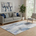 5' X 8' Denim Blue Gray And Ivory Abstract Washable Area Rug With UV Protection
