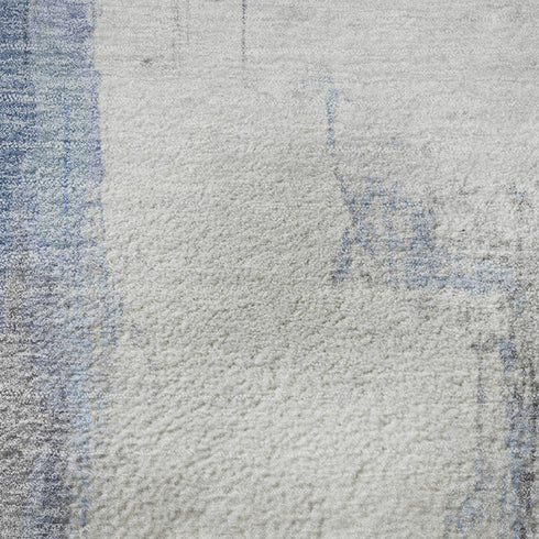 5' X 8' Denim Blue Gray And Ivory Abstract Washable Area Rug With UV Protection