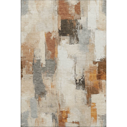 9' X 12' Ivory Rust And Beige Abstract Washable Area Rug With UV Protection