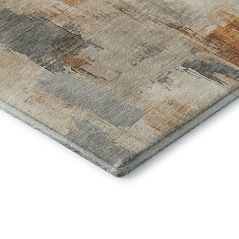 9' X 12' Ivory Rust And Beige Abstract Washable Area Rug With UV Protection