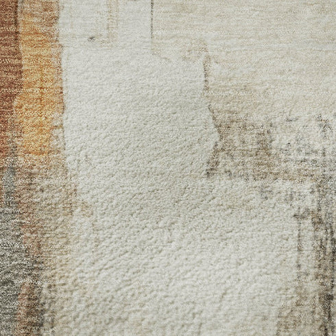 9' X 12' Ivory Rust And Beige Abstract Washable Area Rug With UV Protection