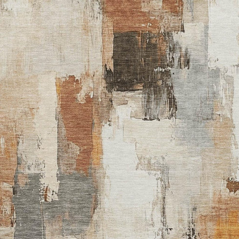 9' X 12' Ivory Rust And Beige Abstract Washable Area Rug With UV Protection