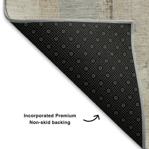5' X 8' Rust Gray And Ivory Abstract Washable Area Rug With UV Protection