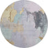 8' Lavender Gold And Charcoal Abstract Washable Round Rug With UV Protection