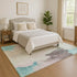 9' X 12' Teal Beige And Gray Abstract Washable Area Rug With UV Protection