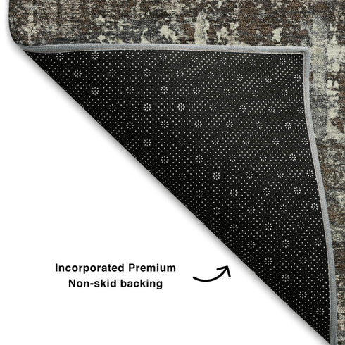 5' X 8' Brown Taupe And Gray Geometric Washable Area Rug With UV Protection