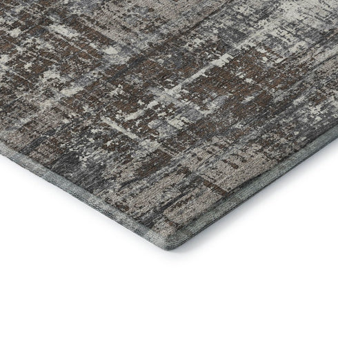 5' X 8' Brown Taupe And Gray Geometric Washable Area Rug With UV Protection