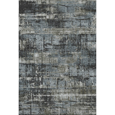 5' X 8' Charcoal Gray And Taupe Geometric Washable Area Rug With UV Protection