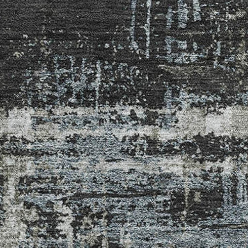 5' X 8' Charcoal Gray And Taupe Geometric Washable Area Rug With UV Protection