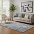 5' X 8' Denim Blue Gray And Ivory Geometric Washable Area Rug With UV Protection