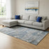 8' X 10' Denim Blue Gray And Ivory Geometric Washable Area Rug With UV Protection