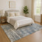 8' X 10' Denim Blue Gray And Ivory Geometric Washable Area Rug With UV Protection
