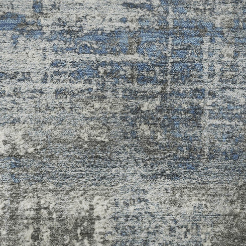 8' X 10' Denim Blue Gray And Ivory Geometric Washable Area Rug With UV Protection