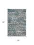 5' X 8' Teal Gray And Ivory Geometric Washable Area Rug With UV Protection
