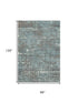 8' X 10' Taupe Teal And Ivory Geometric Washable Area Rug With UV Protection