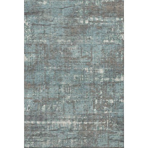 8' X 10' Taupe Teal And Ivory Geometric Washable Area Rug With UV Protection
