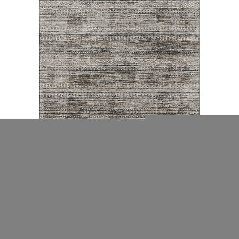 8' X 10' Taupe Brown And Ivory Striped Washable Area Rug With UV Protection