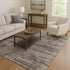 8' X 10' Taupe Brown And Ivory Striped Washable Area Rug With UV Protection