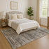 9' X 12' Taupe Brown And Ivory Striped Washable Area Rug With UV Protection