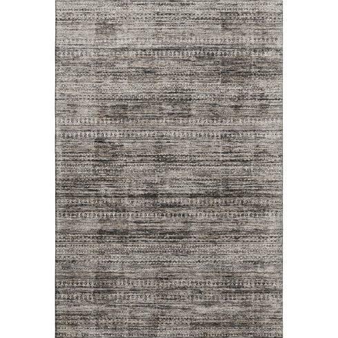 9' X 12' Taupe Brown And Ivory Striped Washable Area Rug With UV Protection