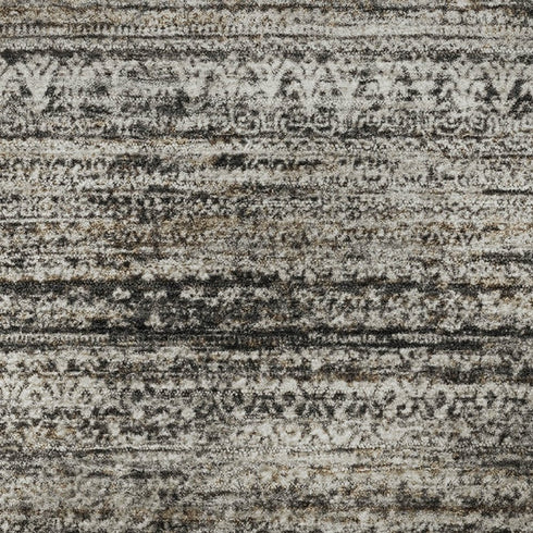 9' X 12' Taupe Brown And Ivory Striped Washable Area Rug With UV Protection