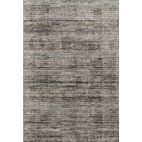 9' X 12' Taupe Brown And Ivory Striped Washable Area Rug With UV Protection