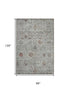 8' X 10' Gray Copper And Silver Oriental Washable Area Rug With UV Protection