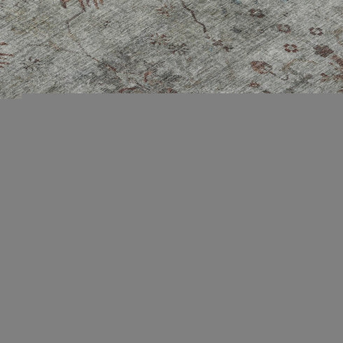 8' X 10' Gray Copper And Silver Oriental Washable Area Rug With UV Protection