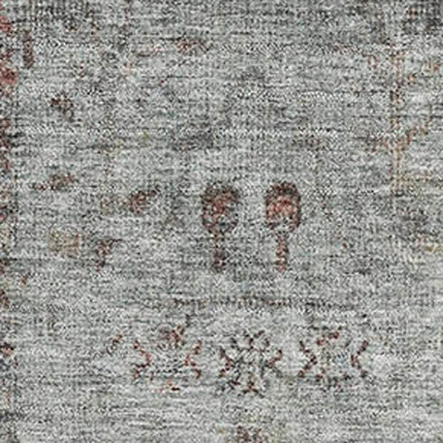 8' X 10' Gray Copper And Silver Oriental Washable Area Rug With UV Protection