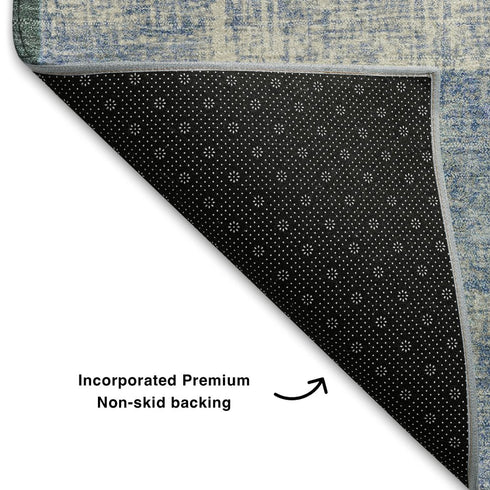 8' X 10' Brown Teal And Ivory Geometric Washable Area Rug With UV Protection