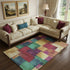 9' X 12' Gold Purple And Red Geometric Washable Area Rug With UV Protection