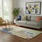 5' X 8' Beige Blue And Green Geometric Washable Area Rug With UV Protection