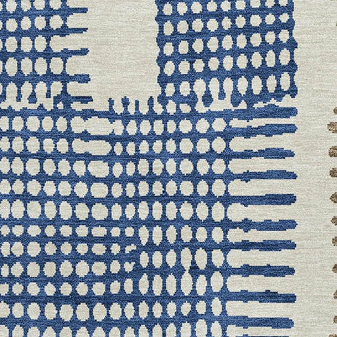 8' X 10' Beige Blue And Green Geometric Washable Area Rug With UV Protection