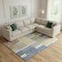 9' X 12' Beige Blue And Green Geometric Washable Area Rug With UV Protection