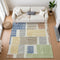 9' X 12' Beige Blue And Green Geometric Washable Area Rug With UV Protection