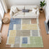 9' X 12' Beige Blue And Green Geometric Washable Area Rug With UV Protection