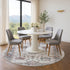 8' Blush Ivory And Denim Blue Oriental Washable Round Rug With UV Protection