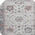 8' Blush Ivory And Denim Blue Oriental Washable Round Rug With UV Protection