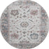 8' Blush Ivory And Denim Blue Oriental Washable Round Rug With UV Protection