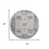 8' Blush Ivory And Denim Blue Oriental Washable Round Rug With UV Protection