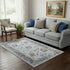 5' X 8' Blue Gray And Taupe Oriental Washable Area Rug With UV Protection