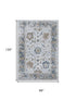 8' X 10' Blue Gray And Taupe Oriental Washable Area Rug With UV Protection
