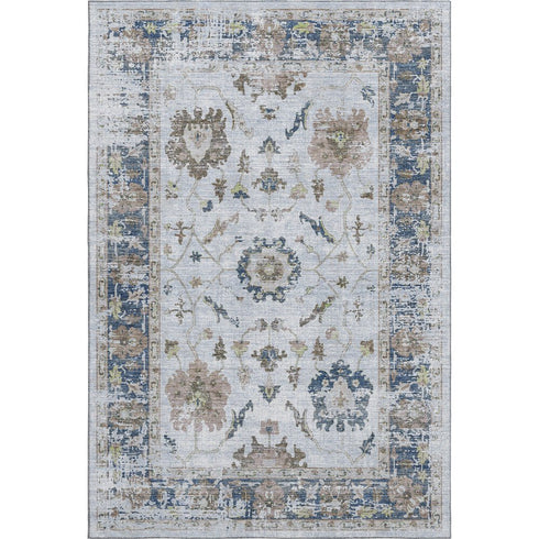 8' X 10' Blue Gray And Taupe Oriental Washable Area Rug With UV Protection