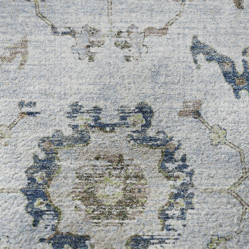 8' X 10' Blue Gray And Taupe Oriental Washable Area Rug With UV Protection