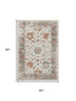 5' X 8' Linen Ivory And Salmon Oriental Washable Area Rug With UV Protection