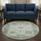 8' Mint Green And Gray Oriental Washable Round Rug With UV Protection