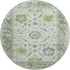 8' Mint Green And Gray Oriental Washable Round Rug With UV Protection