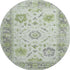 8' Mint Green And Gray Oriental Washable Round Rug With UV Protection