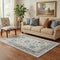 5' X 8' Beige Blue And Brown Oriental Washable Area Rug With UV Protection
